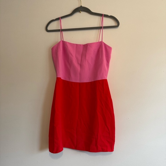 Amanda Uprichard Avani Colorblock Mini Dress Pink/Red - Size Small - Picture 1 of 7